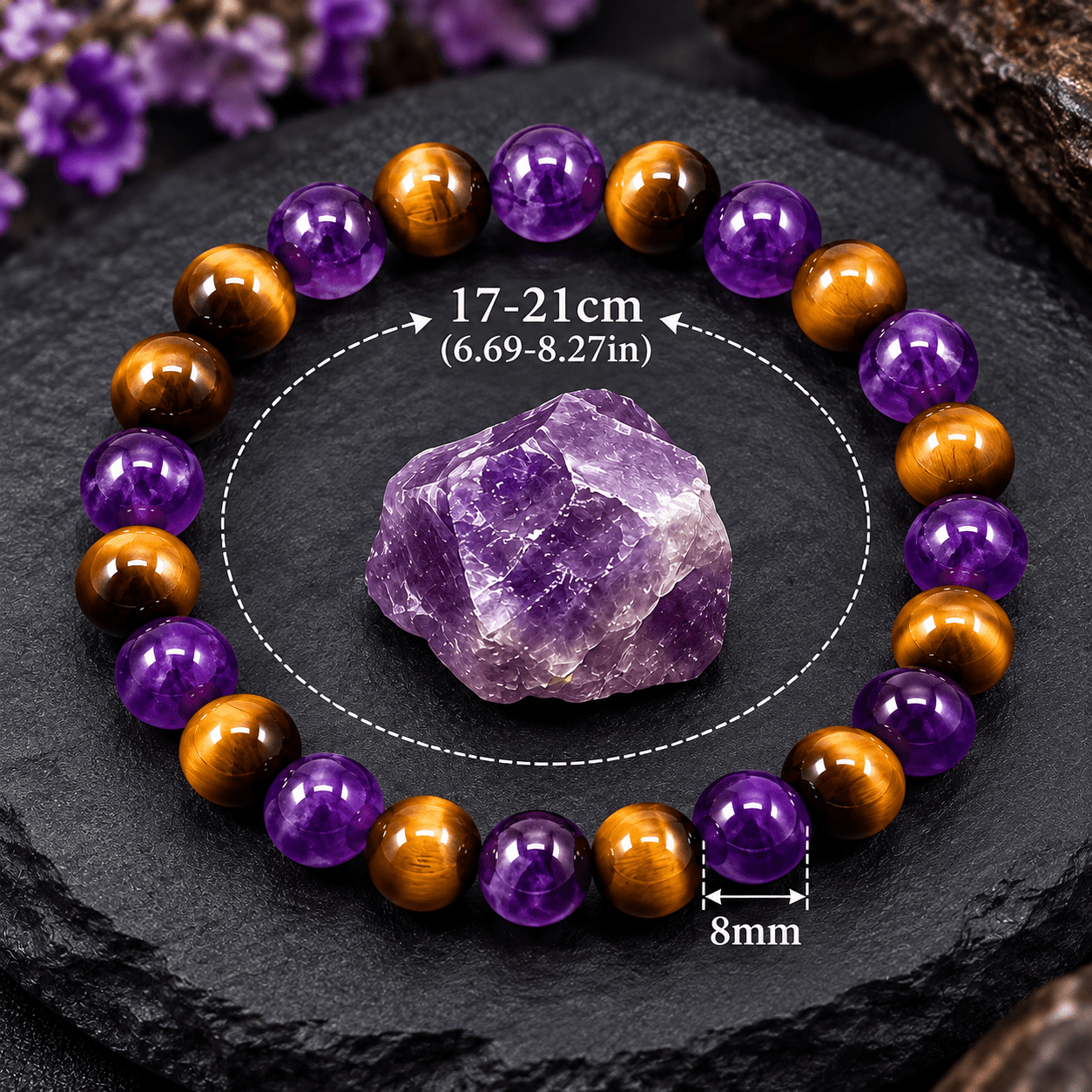 4pcs Natural Tiger Eye Wealth Bracelet Set, Unisex